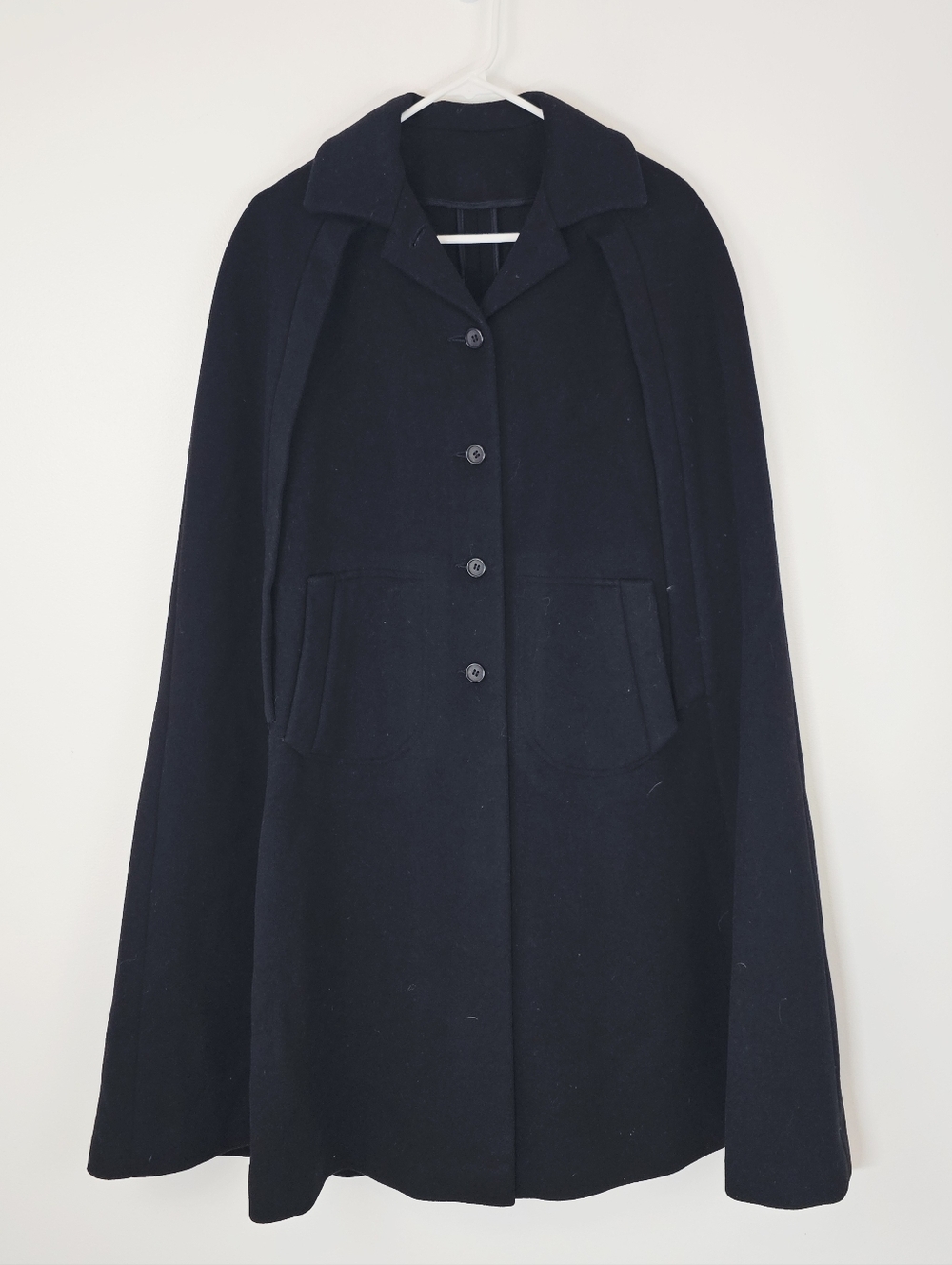 Vintage Visions Black Sleeveless Wool Blend Cape Carriage Coat